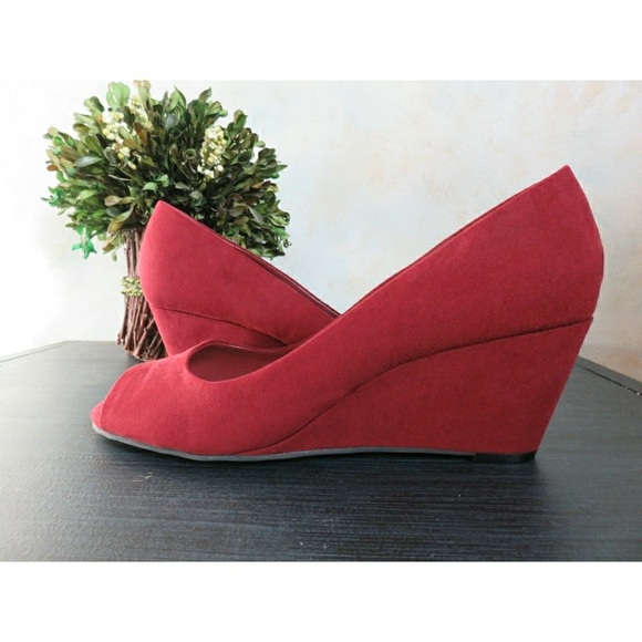 torrid Shoes - Torrid Trending Basic Peep Toe Mini Wedge Red 10